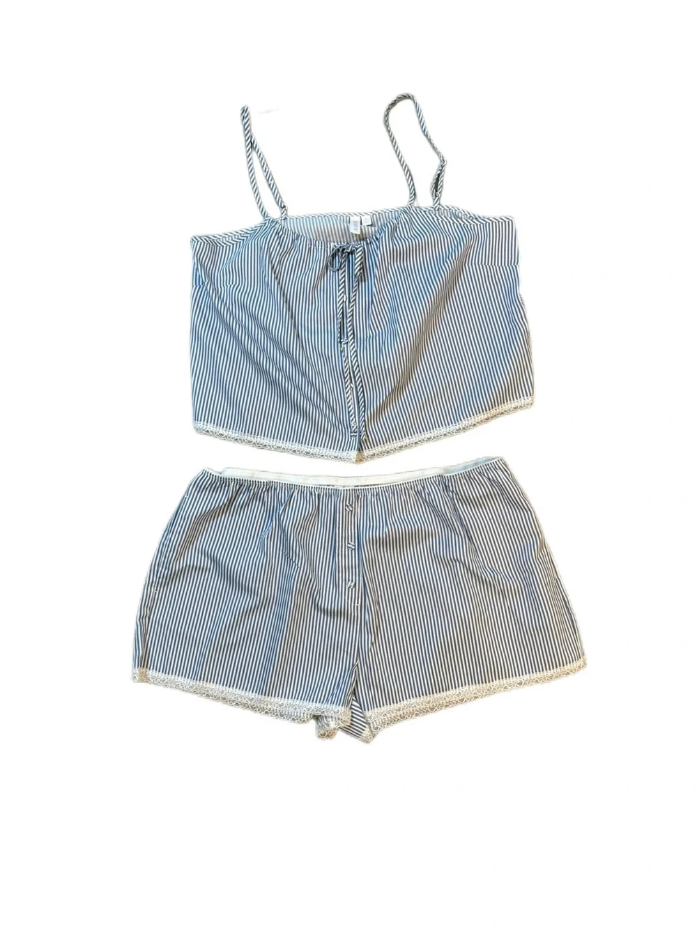 Joyspun Blue White Striped Cotton Cami Shorts Pajama Set XL